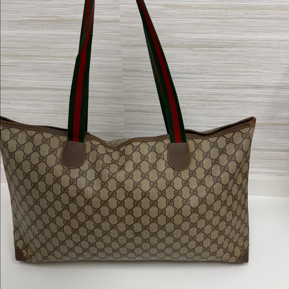 Gucci Brown and Beige Monogram Tote - Picture 3 of 16